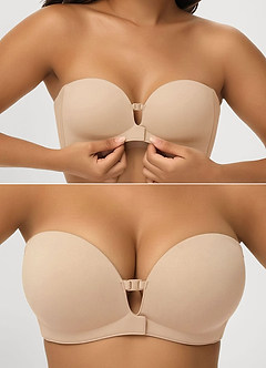 front Front Closure Strapless Seamless Push Up Bra (For A/B Cup)