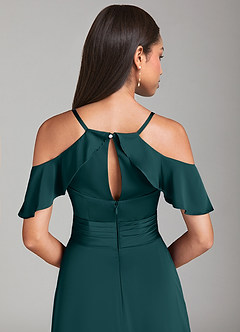 Azazie Dakota Jurken voor bruidsmeisjes Jurk van Stretch Satijn met A-Lijn Off the Shoulder Pijnboom image6
