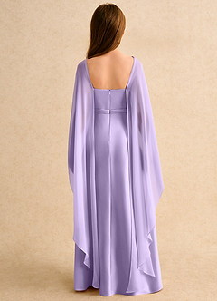 Azazie Fishie Girls Formal Flower Girl Dresses Lilac A-Line Matte Satin Dress image2