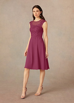 Azazie Klaus Mother of the Bride Dresses Mulberry A-Line Scoop Sequins Chiffon Dress image4