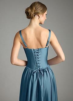 Azazie Evadina Vestidos de damas de honor Vestido de Bermudas de Satén Elástico de Corte en A con Corsé image6