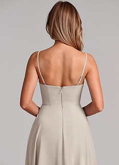 Azazie Elle Robes de demoiselle d'honneur Robe Trapèze en Mousseline de soie Plissée Givre image2