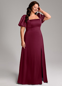Azazie Fyona Robes de demoiselle d'honneur Robe Trapèze en Satin extensible Plissée Mûre image13