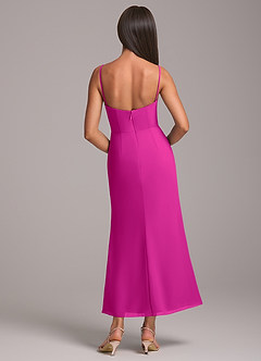 Azazie Saige Bridesmaid Dresses Fuchsia Sheath Off the Shoulder Chiffon Convertible Dress image8