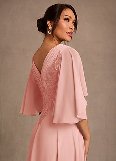 Azazie Tilda Kleider für die Brautmutter A-Linie Spitze Chiffon Kleid Rosettenrosa image4