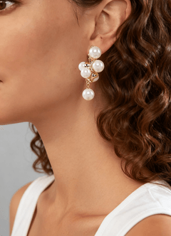 front 진주 꽃 스터드 귀걸이