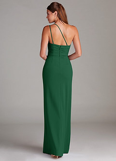 Azazie Eren Jurken voor bruidsmeisjes Jurk van Stretch crêpe met Kolom One-Shoulder Donkergroen image2