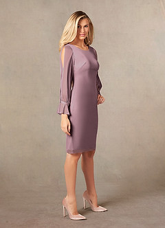 Azazie London Mère de la mariée Robes Robe Fourreau en Maille Rose Poussiéreuse image6
