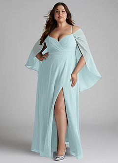Azazie Cienna Bridesmaid Dresses Mist A-Line Off the Shoulder Chiffon Dress image7
