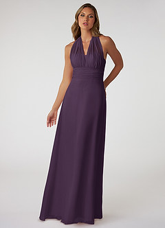 Azazie Fifi Bridesmaid Dresses Plum A-Line Strapless Chiffon Convertible Dress image2