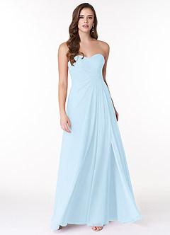 Azazie Arabella Allure Vestidos de damas de honor Vestido de Azul Cielo de Gasa de Corte en A Convertible con Escote de Corazón image4