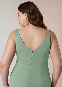 Azazie Leandra Bridesmaid Dresses Matcha Mermaid V-Neck Pleated Mesh Dress image13