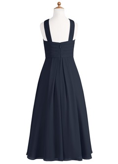 Azazie Kaleigh Junior Dark Navy A-Line Pleated Chiffon Dress image7