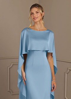 Azazie Eli Mère de la mariée Robes Robe Fourreau en Satin extensible Col de bateau Poudre Bleue image5