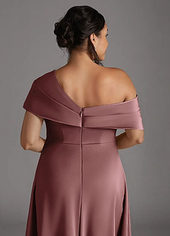 Azazie Milton Mother of the Bride Dresses Vintage Mauve A-Line Pleated Stretch Satin Dress image10