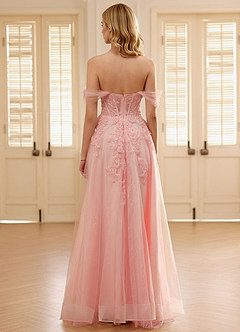 Nuvia Rose Pâle Robe de bal trapèze en dentelle image2