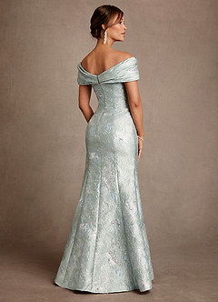 Azazie Adrian vestidos de madre de la novia Vestido de Jacquard De Agave de Jacquard Floral de Corte Recto con Vestidos sin tirantes image3