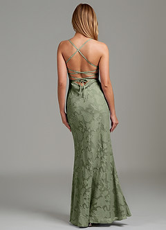 Azazie Ola Bridesmaid Dresses Pistachio Mermaid Corset Floral Burnout Dress image6