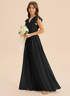 Azazie Anysa Junior Robe Trapèze en Mousseline de soie Rayé Noir image6