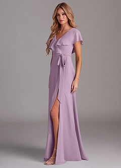 Azazie Lainey Bridesmaid Dresses Wisteria A-Line with Pockets Chiffon Dress image4