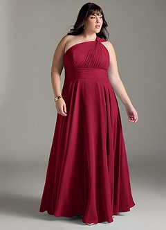 Azazie Charlize Bridesmaid Dresses Burgundy A-Line One Shoulder Chiffon Dress image9