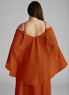 Azazie Cienna Robes de demoiselle d'honneur Robe Trapèze en Mousseline de soie Épaule décolletée Paprika image12