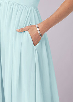 Barbie ♥ Azazie Bridesmaid Dresses Sea Glass A-Line Corset Chiffon Dress image16
