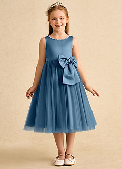 Azazie Twinsie Flower Girl Dresses Bermuda A-Line Bow Tulle Dress image1