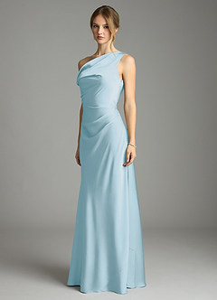 Azazie Emerson Brudtärnklänningar Klä av Sjöjungfru i Stretch Satin Av axeln Himmelsblå image4