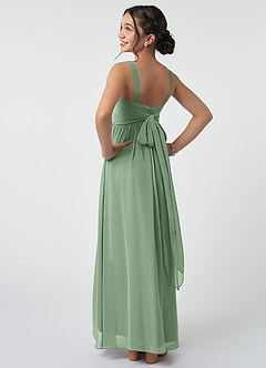 Azazie Kora Junior A-Linie Plissee Chiffon Kleid Matcha image4