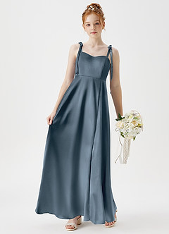 Azazie Rosey Junior A-Linie Herzausschnitt Metallischer Satin Kleid Zwielichtviolett image3