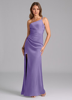 Azazie Eren Vestidos de madrinha de casamento Vestido Taiti de Cetim elástico de sereia com Ombro Único image5