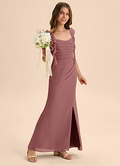 Azazie Jessamine Junior Desert Rose Mermaid Sweetheart Neckline Chiffon Dress image4