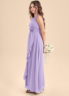 Azazie Lilenne Junior Vestido de Lila de Gasa de Corte en A con Lazo image4