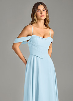 Azazie Chelsey Bridesmaid Dresses Sky Blue A-Line Off the Shoulder Chiffon Convertible Dress image2