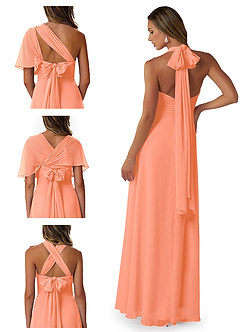 Azazie Fifi Jurken voor bruidsmeisjes Converteerbaar Jurk van Chiffon met A-Lijn Strapless Zonsondergang image8