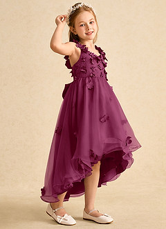 Azazie Tweety Flower Girl Dresses Mulberry A-Line Lace Tulle Dress image1