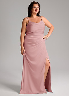 Azazie Deandra Bridesmaid Dresses Dusty Rose Mermaid Pleated Stretch Satin Dress image10