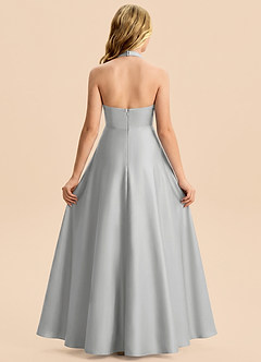 Azazie Kady Junior Robe Trapèze en Satin extensible Décolleté en cœur Argent image1