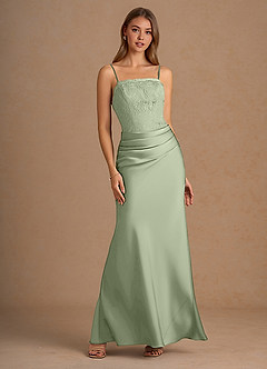 Elodie Dusty Sage Lace Satin Mermaid Prom Dress image1