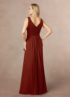 Azazie Evy Final Sale Terracotta A-Line Pleated Stretch Chiffon Dress image3