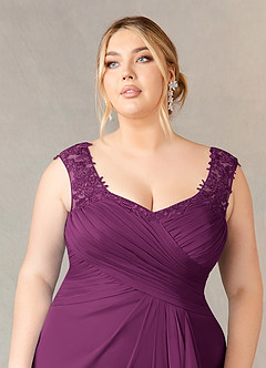 Azazie Edelin Mother of the Bride Dresses Raspberry A-Line Sweetheart Neckline Pleated Mesh Dress image6