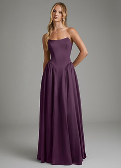Azazie Arden Bridesmaid Dresses Plum A-Line Corset Stretch Satin Dress image4