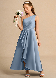 Azazie Taffy Junior Formal Flower Girl Klänningar Klä A-Line i Matt satäng Spets image3