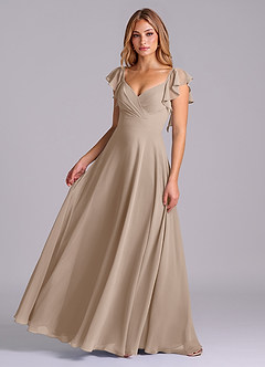 Azazie Leilani Robes de demoiselle d'honneur Robe Trapèze en Mousseline de soie Plissé Taupe image8