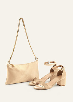 front Matching Color Metallic Satin Adjustable Shoulder Bag