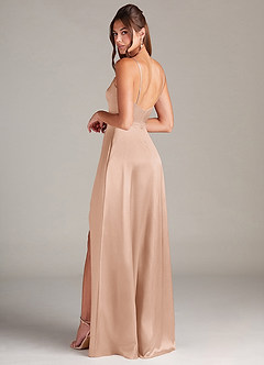 Azazie Sarella Bridesmaid Dresses English Rose A-Line Pleated Stretch Satin Dress image4
