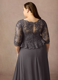 Azazie Averie Mother of the Bride Dresses Steel Grey A-Line Boatneck Sequins Chiffon Dress image19