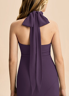 Azazie Velli Junior Meerjungfrau-Linie Hoher Kragen Chiffon Kleid Pflaume image6