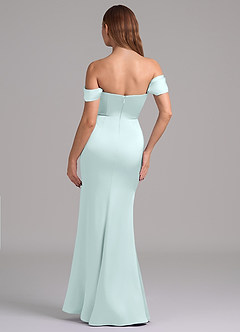 Azazie Miley Bridesmaid Dresses Sea Glass Mermaid Off the Shoulder Stretch Satin Convertible Dress image7